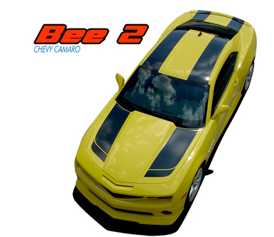 BEE 2 : 2010-2015 Chevy Camaro Bumblebee Tranformers Style Hood Racing Stripes Vinyl Graphics Kit (VGP-1686)