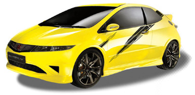 ADRENALINE : Automotive Vinyl Graphics - Universal Fit Decal Stripes Kit - Pictured with HONDA CIVIC (ILL-903)