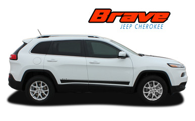 BRAVE : 2013 2014 2015 2016 2017 2018 2019 2020 2021 2022 2023 2024 Jeep Cherokee Lower Rocker Panel Body Door Vinyl Graphics Decal Stripe Kit (VGP-2808)