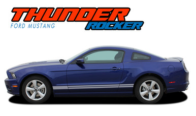 THUNDER ROCKER : 2013-2014 Ford Mustang Lower Rocker Panel Stripes Vinyl Graphic Decals Kit (VGP-2375)