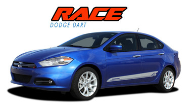 RACE : 2013 2014 2015 2016 Dodge Dart Lower Door Rocker Vinyl Graphics Decals Stripes Kit (VGP-1939)
