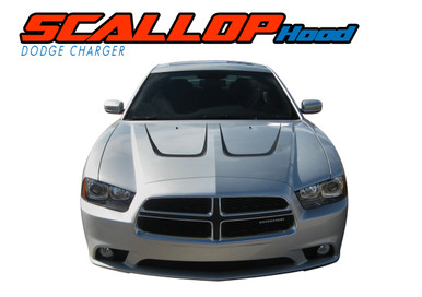 SCALLOP HOOD : 2011 2012 2013 2014 Dodge Charger Hood Accent Vinyl Graphics Decal Stripe Kit (VGP-1710)