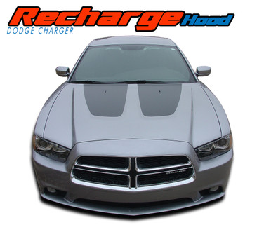 RECHARGE HOOD : 2011 2012 2013 2014 Dodge Charger Split Hood Decals Stripe Vinyl Graphics Kit (VGP-1640)