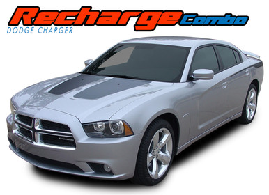 RECHARGE COMBO : 2011 2012 2013 2014 Dodge Charger Split Hood Decals and Rear Quarter Panel Stripe Vinyl Graphics Kit (VGP-1638)