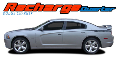 RECHARGE QUARTER : 2011 2012 2013 2014 Dodge Charger Rear Quarter Panel Vinyl Graphics Stripe Decal Kit (VGP-2855)
