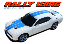 RALLY WING 15 : 2015 2016 2017 2018 2019 2020 2021 2022 Dodge Challenger Wide Rally Hood Vinyl Graphic Full Racing Stripes Decal Striping Kit (VGP-3236)