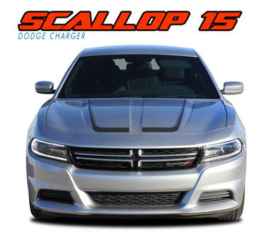 SCALLOP HOOD : 2015 2016 2017 2018 2019 2020 2021 2022 2023 Dodge Charger "C" Style Hood Vinyl Graphic Decals Stripe Kit (VGP-3314.A)
