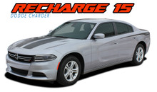 RECHARGE 15 COMBO : 2015 2016 2017 2018 2019 2020 2021 2022 2023 Dodge Charger Split Hood and Rear Quarter Panel Sides Vinyl Graphic Decals and Stripe Kit (VGP-3311)