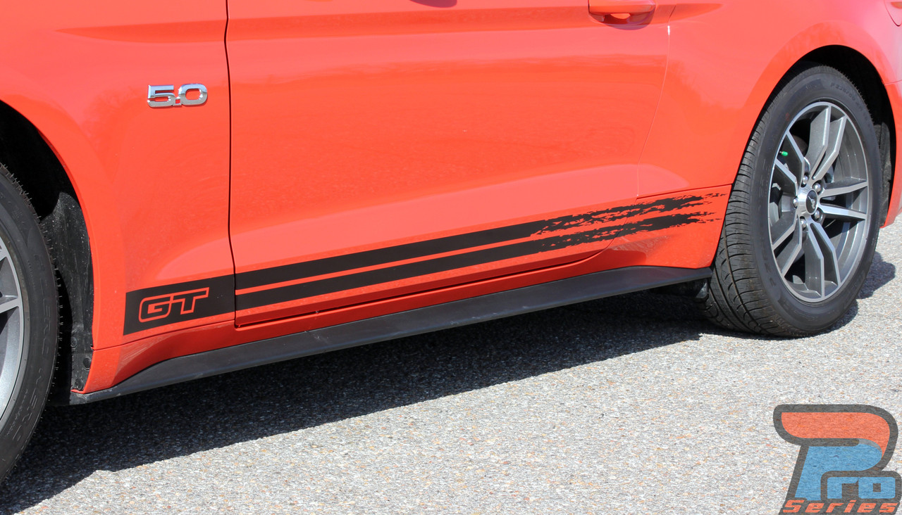 Breakup Rocker 2015 2017 Ford Mustang Rocker Panel Stripes Vinyl Graphic Decals Kit