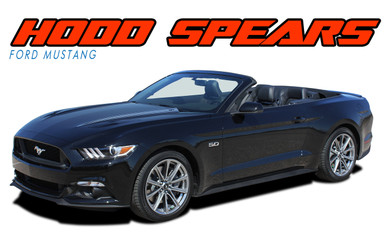 MUSTANG HOOD SPEARS : 2015 2016 2017 Ford Mustang Hood Spear Spike Vinyl Graphic Accent Decals Stripes Kit (VGP-3441)