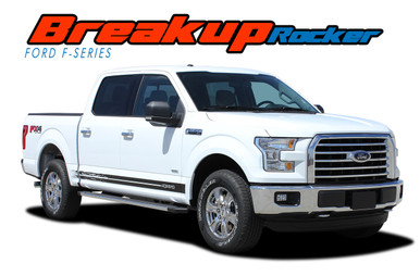 F-150 BREAKUP ROCKER : 2015 2016 2017 2018 2019 2020 Ford F-150 Lower Door Rocker Panel Stripes Vinyl Graphic Decals Kit (VGP-3528)