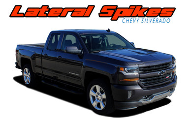 LATERAL SPIKES : 2016 2017 2018 Chevy Silverado Lateral Hood Spears Vinyl Graphic Decal Racing Stripe Kit (VGP-3943)