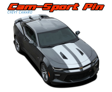 CAM-SPORT PIN : 2016 2017 2018 Chevy Camaro OE Factory Style Vinyl Graphics Racing Stripes with Pin Outline Hood Rally Decals Kit for SS RS V6 Models (VGP-4023)
