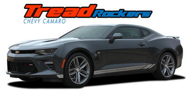 TREAD ROCKERS : 2016 2017 2018 Chevy Camaro Lower Rocker Panel Door Stripes Vinyl Graphics and Decals Kit fits All Models (VGP-4058)