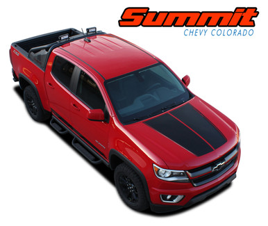 SUMMIT : 2015 2016 2017 2018 2019 2020 2021 2022 Chevy Colorado Hood Dual Racing Stripe Factory OEM Style Package Vinyl Graphic Decal Kit (VGP-4150)