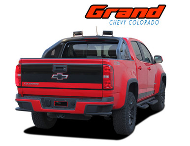 GRAND : 2015 2016 2017 2018 2019 2020 Chevy Colorado Rear Tailgate Blackout Accent Vinyl Graphic Package Decal Stripe Kit (VGP-4151)