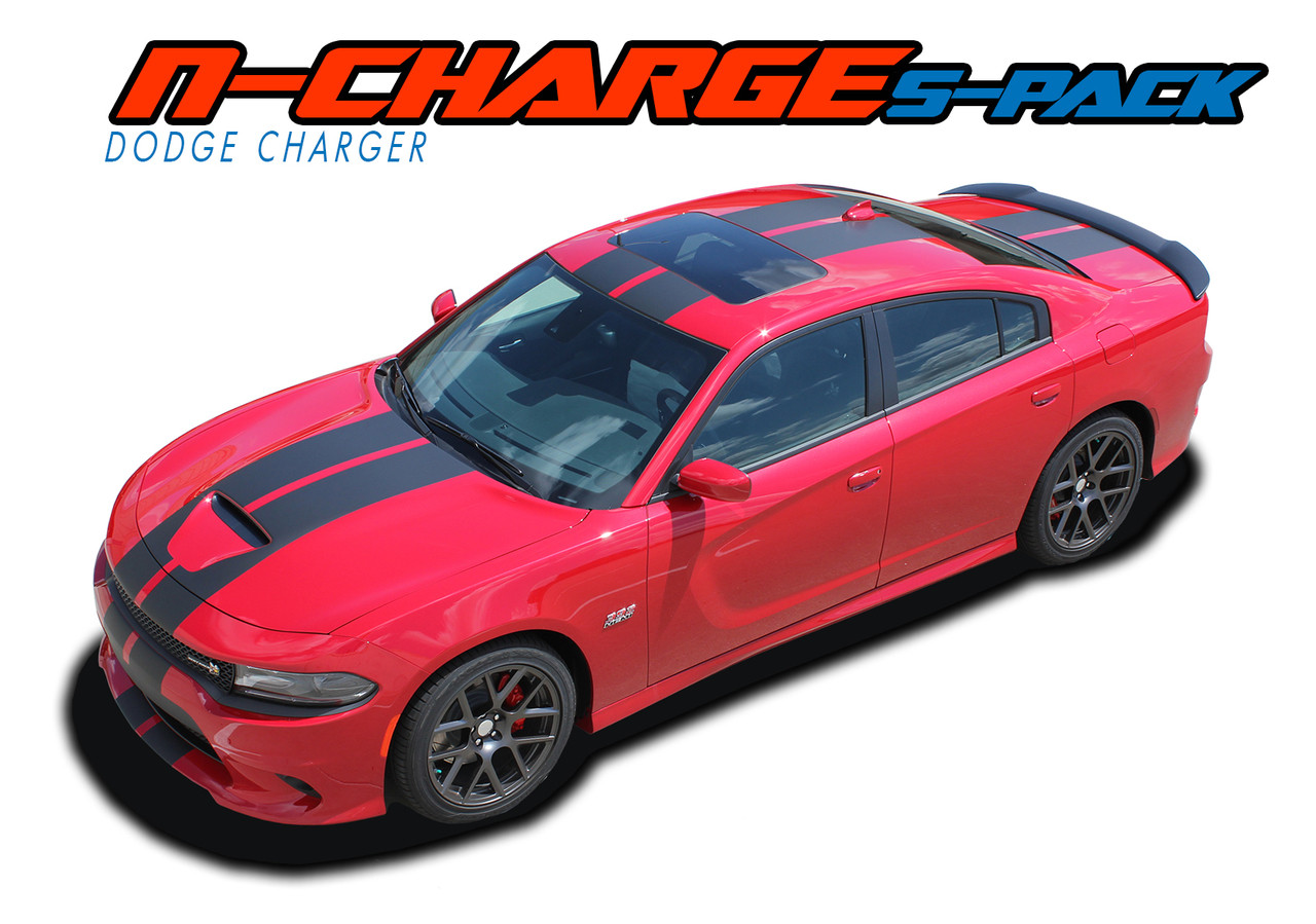 2015-2018 Dodge Charger Hood Blackout Rally Stripes Racing Graphics Decals