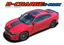 N-CHARGE RALLY S-PACK : 2015 2016 2017 2018 2019 2020 2021 2022 2023 Dodge Charger R/T Scat Pack SRT 392 Hellcat Racing Stripe Rally Vinyl Graphics Decals Kit (VGP-4467)