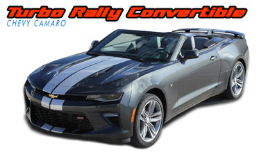 TURBO RALLY CONVERTIBLE : Chevy Camaro Bumper to Bumper Indy Style Vinyl Graphic Racing Stripes Rally Decals Kit 2016 2017 2018 SS RS V6 Convertible Models (VGP-4638.4639)