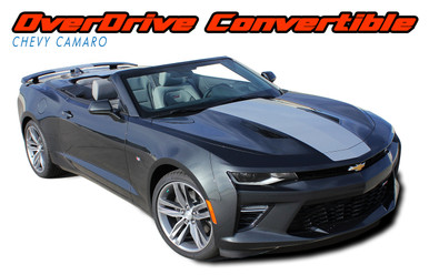 OVERDRIVE CONVERTIBLE : 2016 2017 2018 Chevy Camaro Center Wide Hood Racing Stripes Rally Vinyl Graphics and Decals Kit fits SS RS V6 Convertibles (VGP-4640)