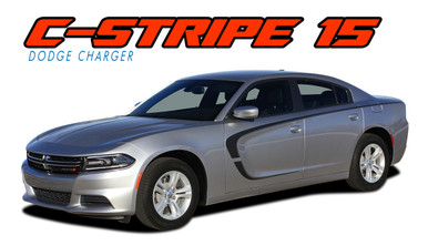 C-STRIPE 15 : 2015 2016 2017 2018 2019 2020 2021 2022 2023 Dodge Charger "C" Style Side Door Vinyl Graphic Decals Stripe Kit (VGP-3314.B)