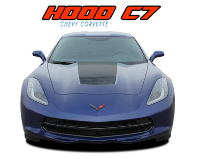 C7 HOOD : 2014 2015 2016 2017 2018 2019 Chevy C7 Corvette Hood Blackout Stripes Vinyl Graphic Decals Kit (VGP-4671)