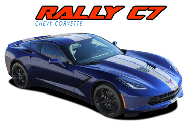 C7 RALLY : 2014 2015 2016 2017 2018 2019 Chevy C7 Corvette Racing Stripes Bumpers Hood Roof Trunk Vinyl Graphic Decals Kit (VGP-4670)