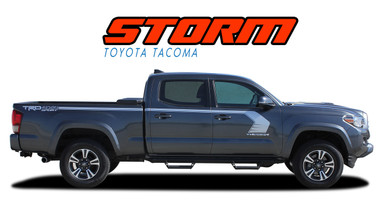 STORM : 2015 2016 2017 2018 2019 2020 2021 2022 2023 Toyota Tacoma Side Door Upper Body Hockey Stick Accent Trim Vinyl Graphic Striping Decal Kit (VGP-4830)