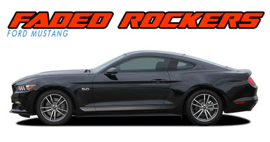 FADED ROCKERS : 2015-2017 Ford Mustang Lower Door Rocker Panel Fade Fading Stripes Vinyl Graphic Decals Kit (VGP-4742.43)