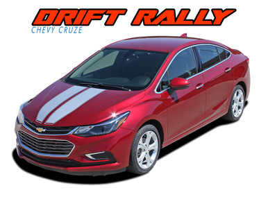 DRIFT RALLY : 2017-2019 Chevy Cruze Rally Racing Stripes Vinyl Graphics Decal Hood Trunk Kit (VGP-5110)