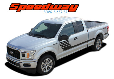 SPEEDWAY SIDES : 2015-2019 2020 Ford F-150 Special Edition Appearance Package Style Door Hockey Stripe Vinyl Graphics Decals Kit (VGP-5239)