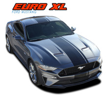 EURO XL RALLY : 2018 2019 2020 2021 2022 2023 Ford Mustang Stripes Center Wide Racing Rally Stripes Vinyl Graphics Kit (VGP-5444)