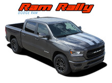 RAM RALLY : 2019 2020 2021 2022 Dodge Ram Hood Racing Stripes Rear Tailgate Decals Vinyl Graphics Kit (VGP-5644)
