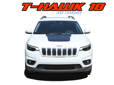 T-HAWK WINGED : 2018-2020 2021 Jeep Cherokee Trailhawk Center Hood Blackout Vinyl Graphics Decal Stripe Kit (VGP-5790)