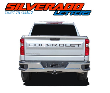CHEVROLET LETTERS : 2019-2026 Chevy Silverado Tailgate Decals Rear Tail Gate Name Letter Vinyl Graphic Kit (VGP-5896)