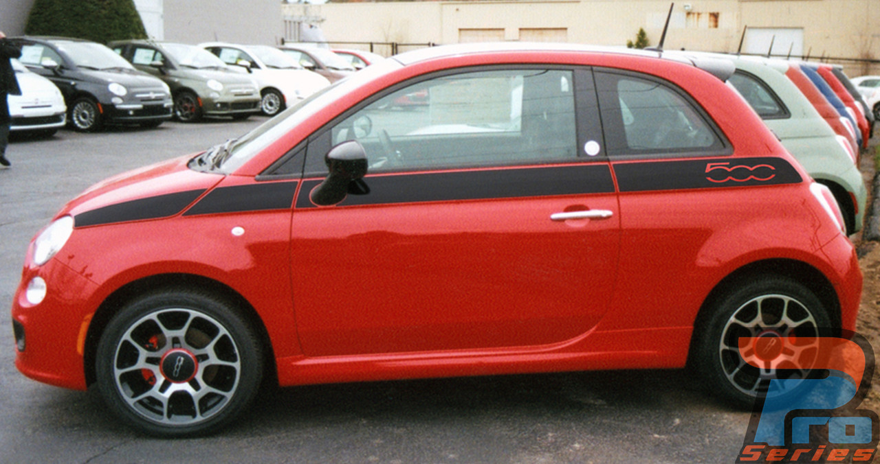 Fiat 500 SE5 | Fiat Racing Stripes MATTE BLACK 3M 2012-2018