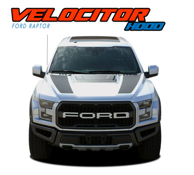 VELOCITOR HOOD : 2018 2019 2020 Ford Raptor Split Hood Decals Stripes Vinyl Graphics Kit (VGP-5719)