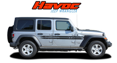 HAVOC : 2018-2026 Jeep Wrangler Side Door Vinyl Graphics Decals Stripes Kit (VGP-6428)