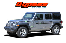 BYPASS : 2018-2026 Jeep Wrangler Side Door and Hood Vinyl Graphics Decals Stripes Kit (VGP-6429)