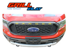 GRILL TEXT : 2019 2020 2021 2022 Ford Ranger Grill Letters Inlay Decals Stripes Vinyl Graphics Kit
