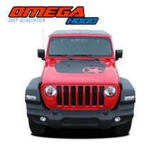 OMEGA HOOD : 2020-2026 Jeep Gladiator Hood Blackout Vinyl Graphics Decal Stripe Kit