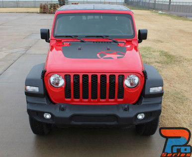 OMEGA HOOD : Jeep Gladiator Hood Decals with Star Vinyl Graphics Stripe Kit for 2020-2024