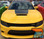 Front of yellow 15 CHARGER HOOD | Dodge Charger Hood Decal Daytona Hemi SRT 392 Center Hood Stripe Vinyl Graphics 2015-2018 2019 2020 2021 2022