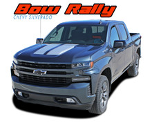 BOW RALLY : 2019-2026 Chevy Silverado Hood Decals Racing Stripes Vinyl Graphic Kit (VGP-6881)