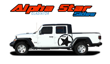 ALPHA STAR SIDES : 2020 2021 Jeep Gladiator Side Body Star Vinyl Graphics Decal Stripe Kit (VGP-7009)