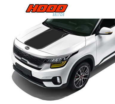 SELTOS HOOD : 2020 2021 2022 2023 2024 Kia Seltos Hood Decal Blackout Vinyl Graphics Stripe Kit