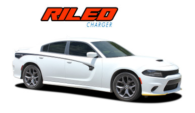 RILED : 2015-2021 2022 Dodge Charger Side Door Stripes and Rear Body Quarter Panel Vinyl Graphic Decals Stripe Kit