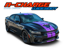N-CHARGE RALLY WIDEBODY : 2015-2023 Dodge Charger R/T Scat Pack SRT 392 Hellcat Racing Stripe Rally Vinyl Graphics Decals Kit (VGP-7299)