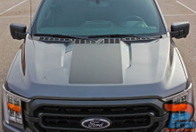 Top of 2021-2026 Ford F150 Truck Hood Stripes Package SWAY HOOD for 2021+