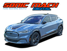 MUSTANG MACH SONIC DIGITAL : 2021 2022 2023 2024 Ford Mustang Electric Mach-E Hood Stripes and Side Door Rocker Decals Vinyl Graphics Kit (VGP-9010)